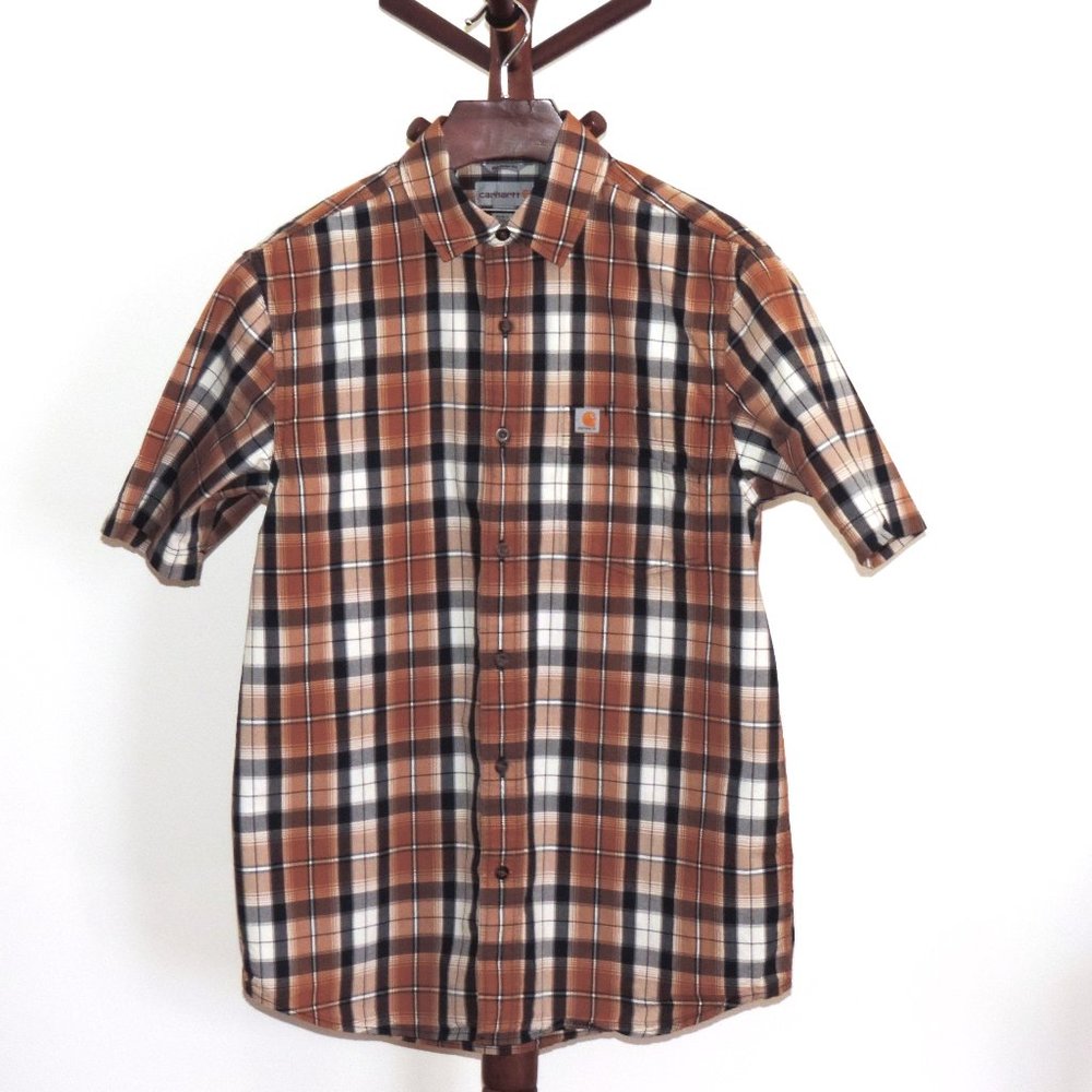 Carhartt short sleeve brown plaid shirt